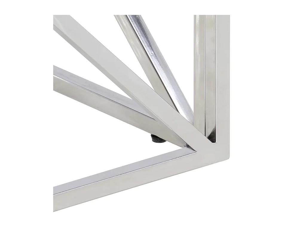 Zilveren salontafel van roestvrij staal en gehard glas