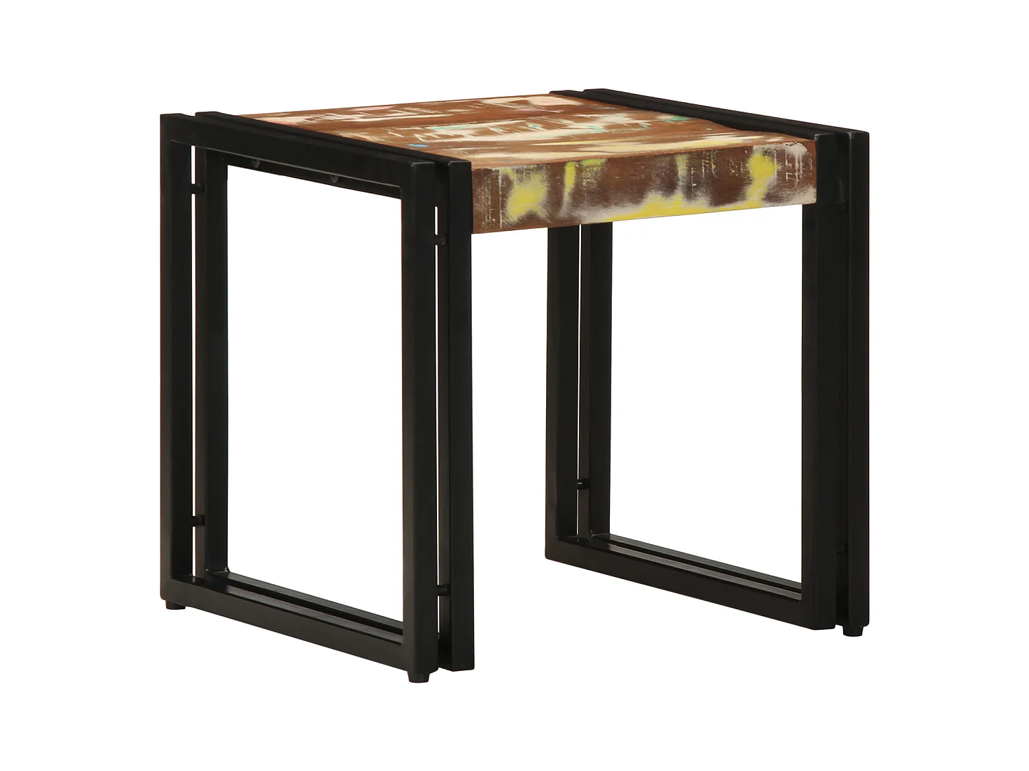 Veelkleurige salontafel 40x50x38 cm van massief gerecycled hout