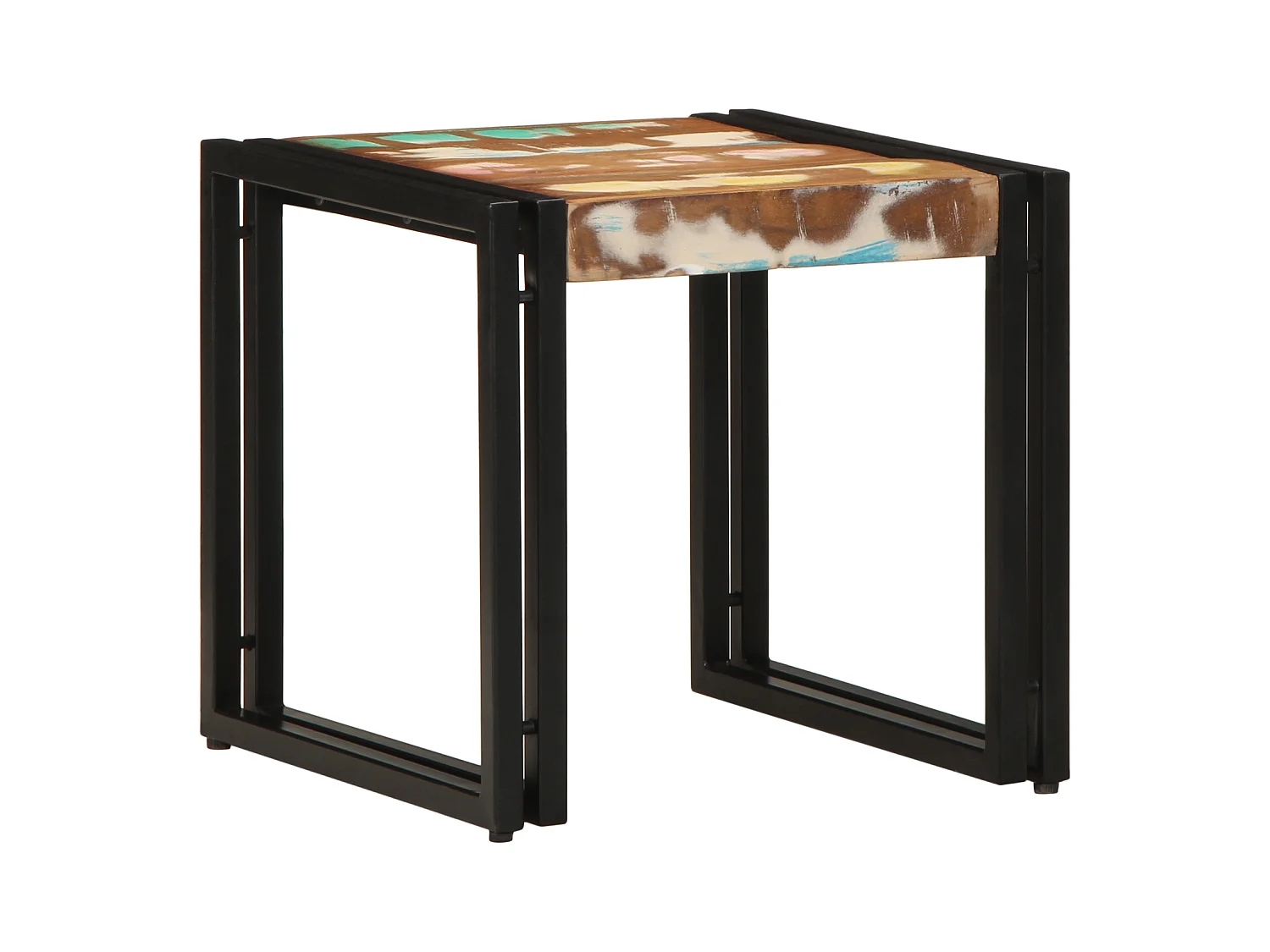 Veelkleurige salontafel 40x50x38 cm van massief gerecycled hout