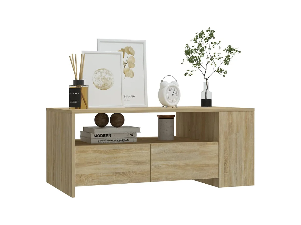 Table basse chêne sonoma 102x55x42 cm bois d'ingénierie