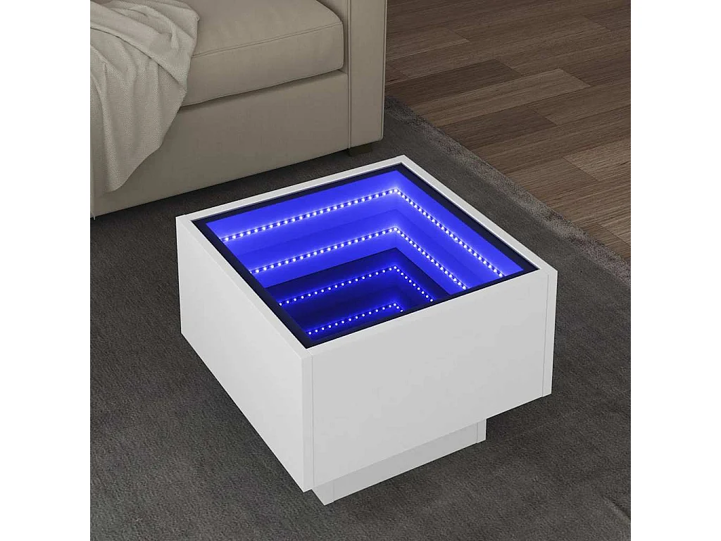 Table d'appoint avec LED blanc 40x40x30 cm bois d'ingénierie