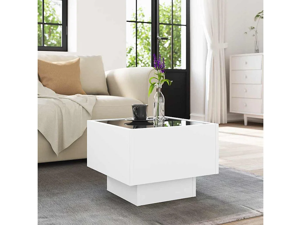 Table d'appoint avec LED blanc 40x40x30 cm bois d'ingénierie