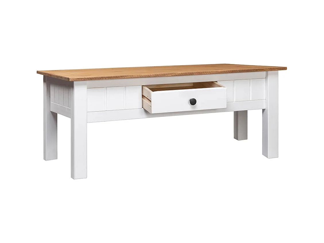 Table basse Blanc 100x60x45 cm Pin massif Assortiment Panama