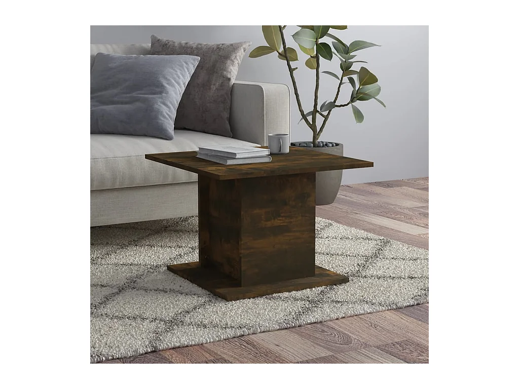 Table basse chêne fumé 55,5x55,5x40 cm bois d'ingénierie