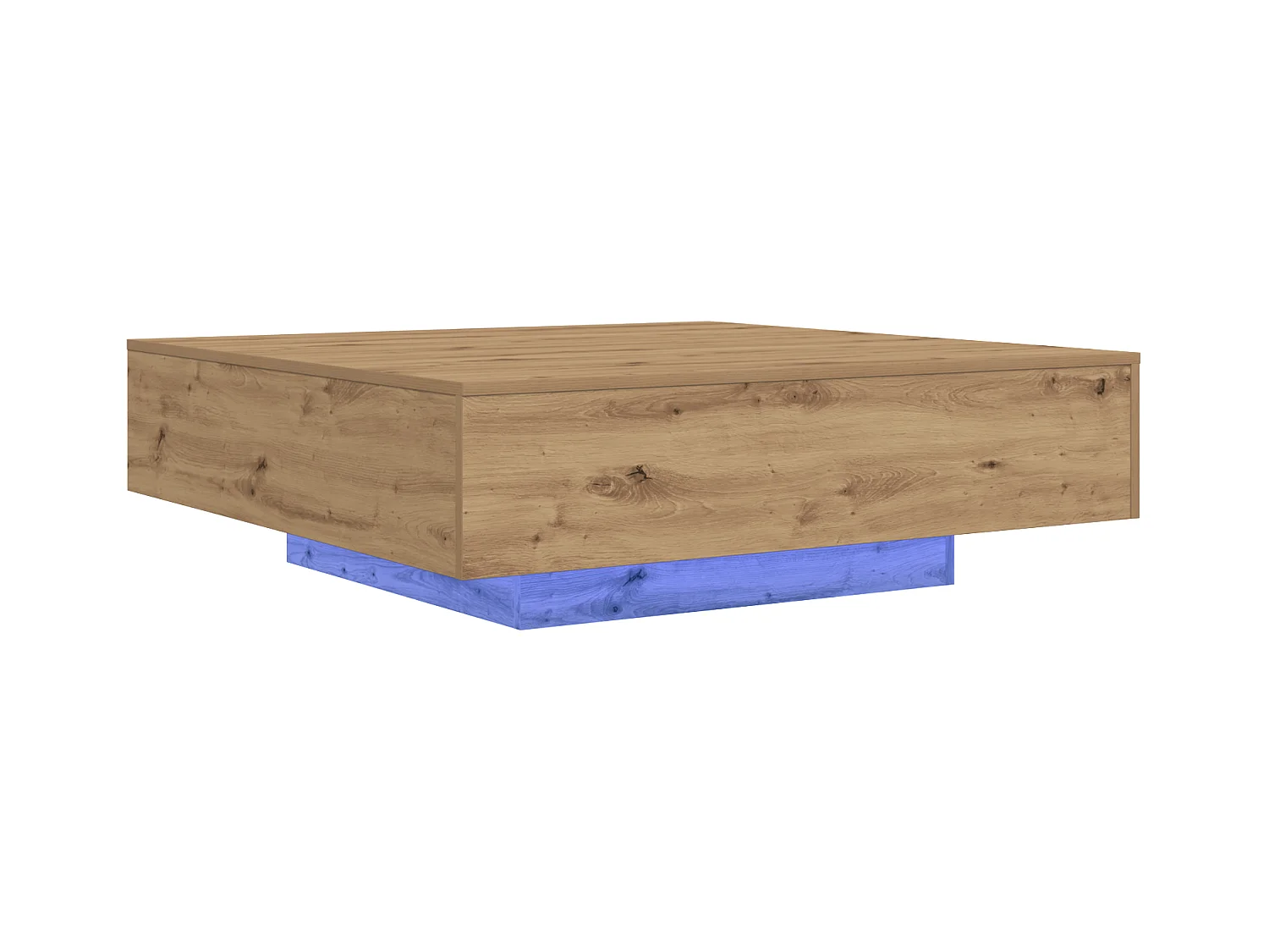 Table basse avec lumières LED Chêne artisanal 100x100x31 cm