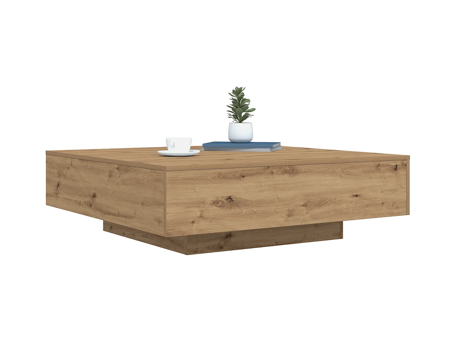 Table basse avec lumières LED Chêne artisanal 100x100x31 cm