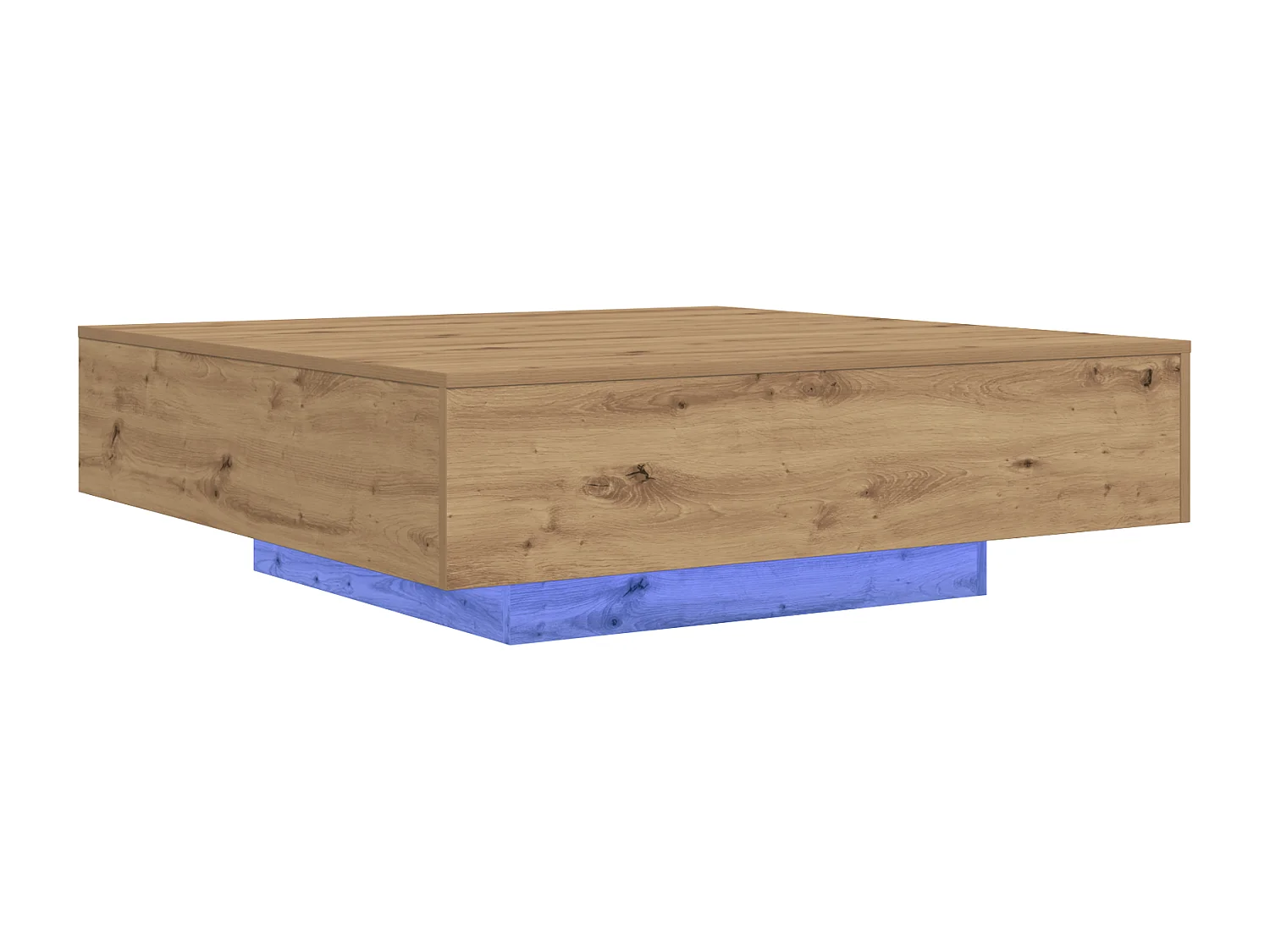 Couchtisch mit LED-Leuchten Handgefertigte Eiche 100x100x31 cm