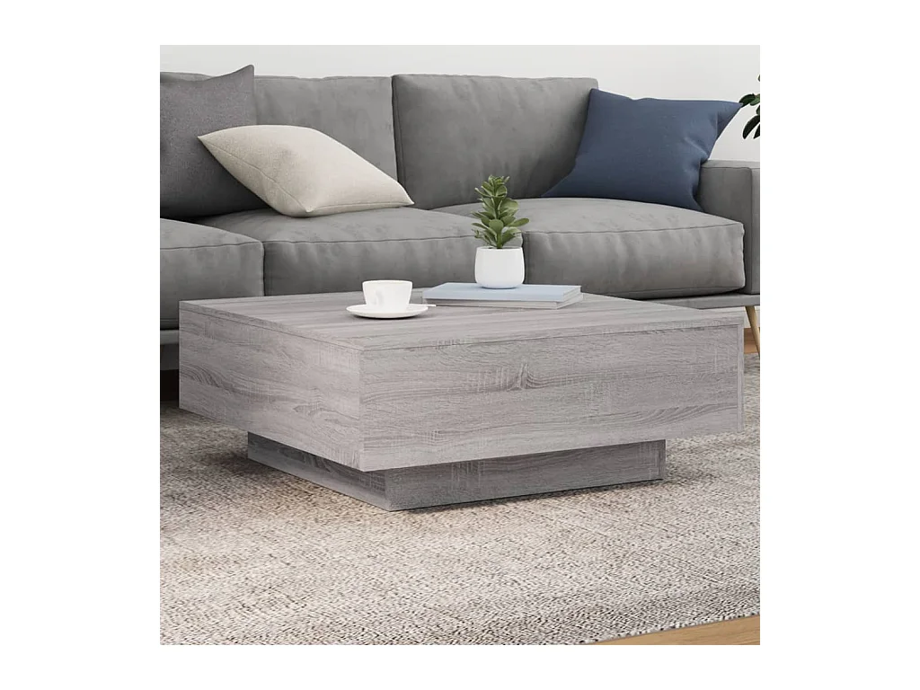 Tavolino da caffè grigio Sonoma con luci LED 80x80x31 cm