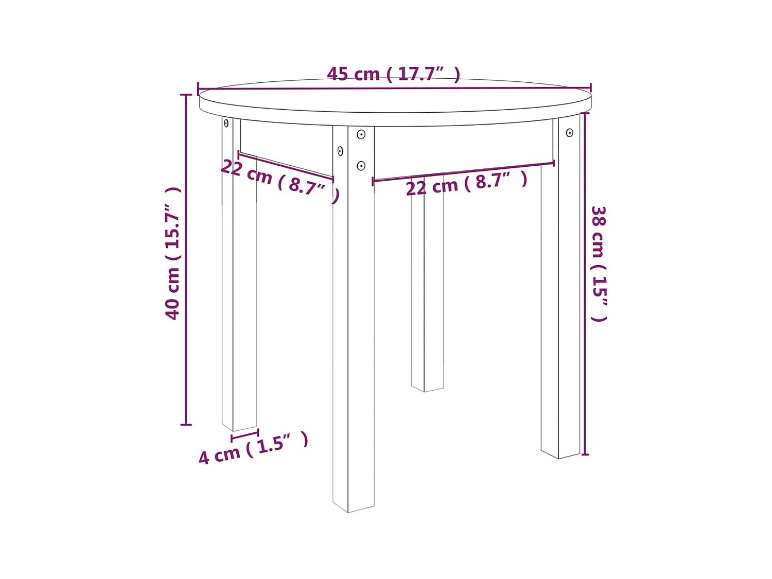Salontafel Grijs Ø 45x40 cm Massief grenenhout