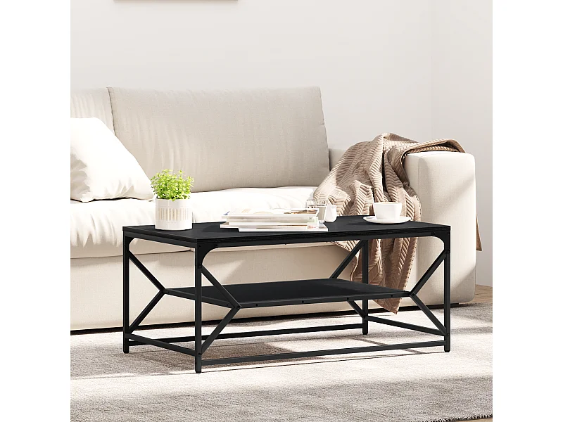 Mesa de centro con estante Roble negro 90x50x40 cm Madera compuesta