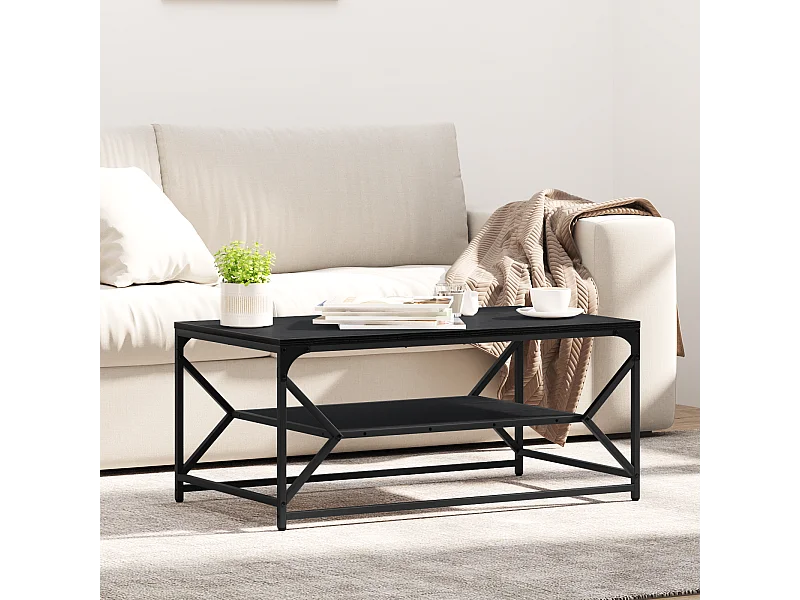 Table basse avec étagère Chêne noir 90x50x40 cm Bois composite