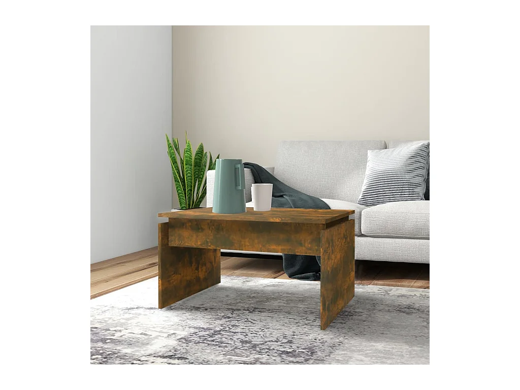 Table basse Chêne fumé 68x50x38 cm Bois d'ingénierie