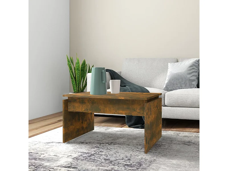 Table basse Chêne fumé 68x50x38 cm Bois d'ingénierie