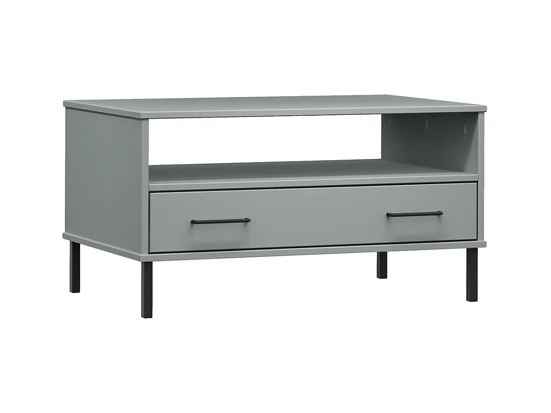Table basse avec pieds en métal Gris 85x50x45 cm Bois OSLO