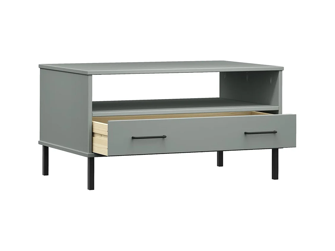 Table basse avec pieds en métal Gris 85x50x45 cm Bois OSLO