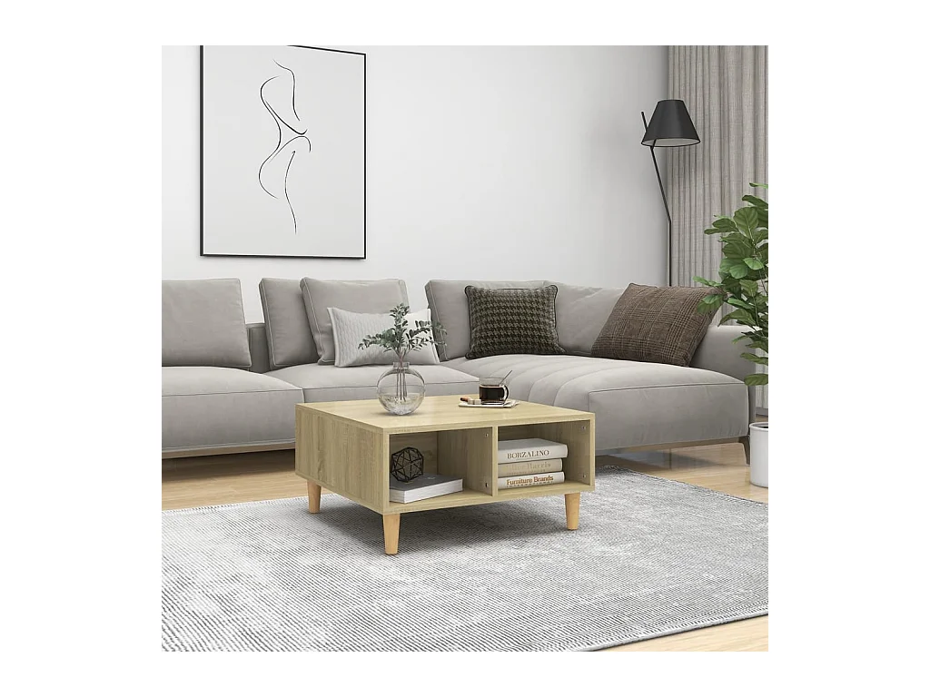 Table basse chêne sonoma 60x60x30 cm bois d'ingénierie