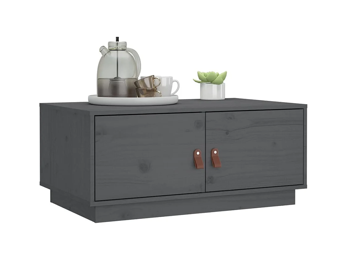 Tavolino Grigio 80x50x35 cm Legno massello di pino