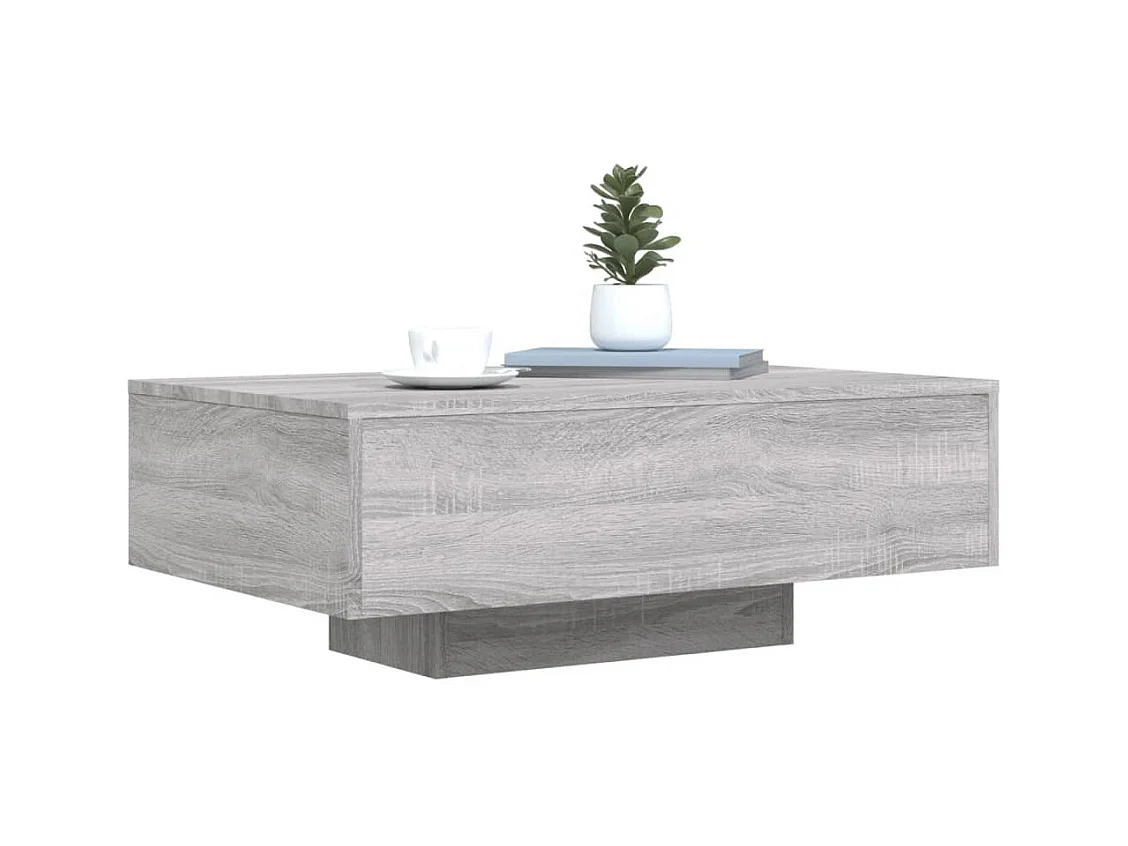 Tavolino con luci LED Sonoma grigio 85x55x31 cm