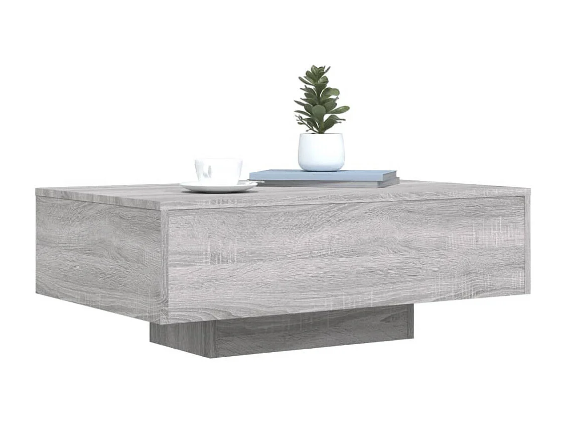 Mesa de centro con luces LED Sonoma gris 85x55x31 cm