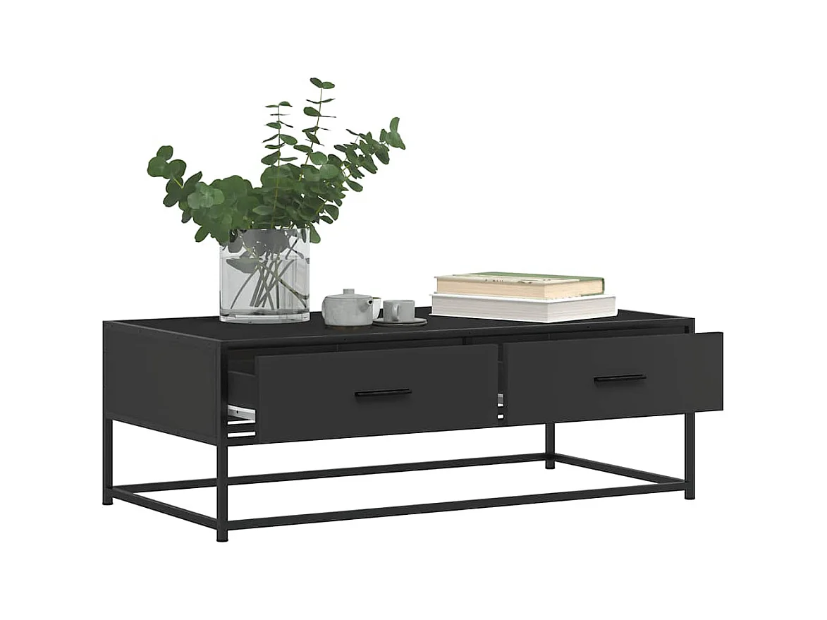 Table basse noir 100x50x35 cm bois d'ingénierie et métal