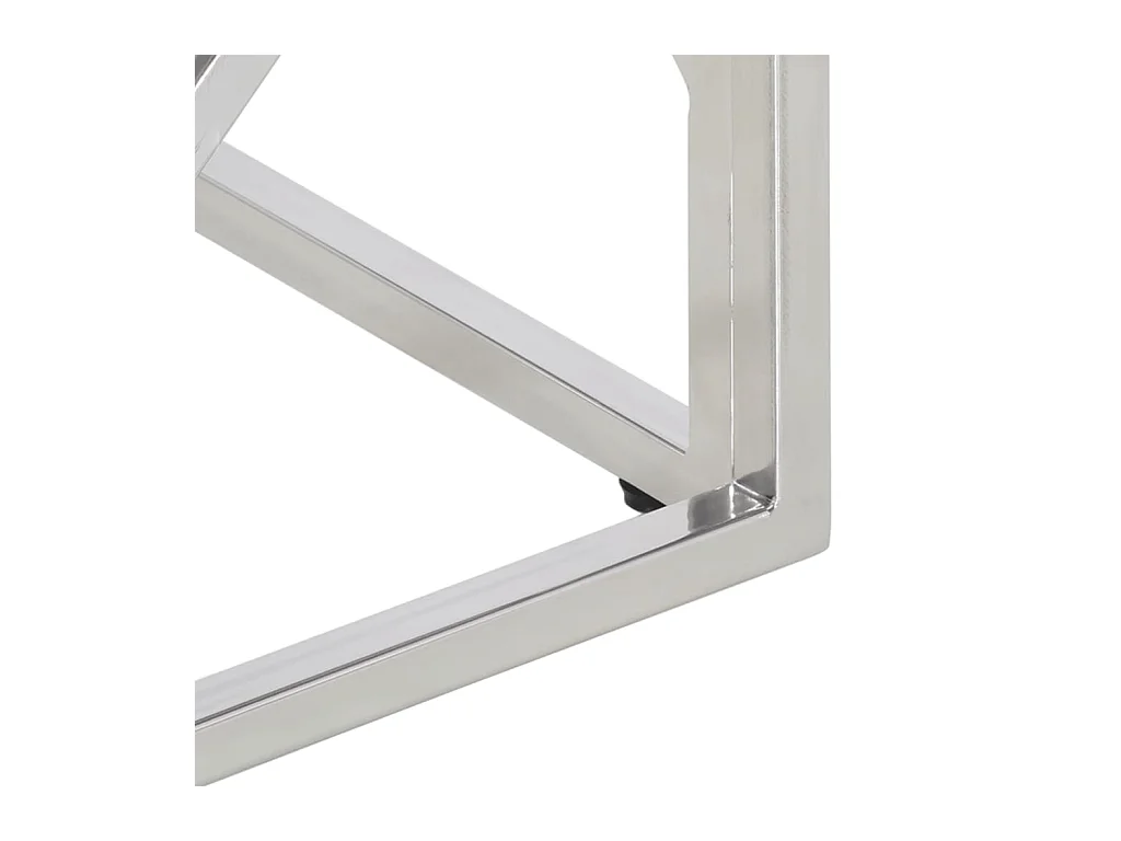 Zilveren salontafel van roestvrij staal en gehard glas
