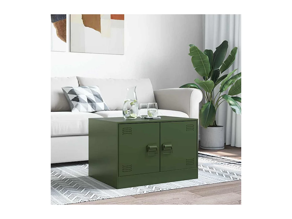 Tavolino da caffè verde oliva 67x50x44 cm in acciaio