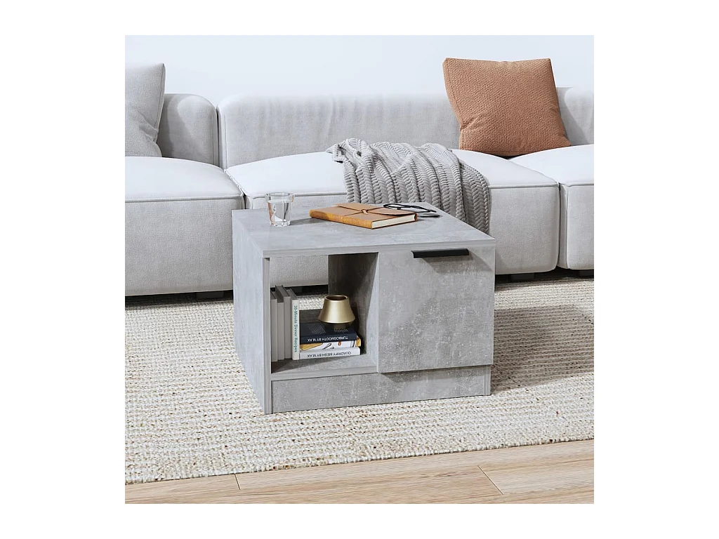 Betongrijze salontafel 50x50x36 cm bewerkt hout
