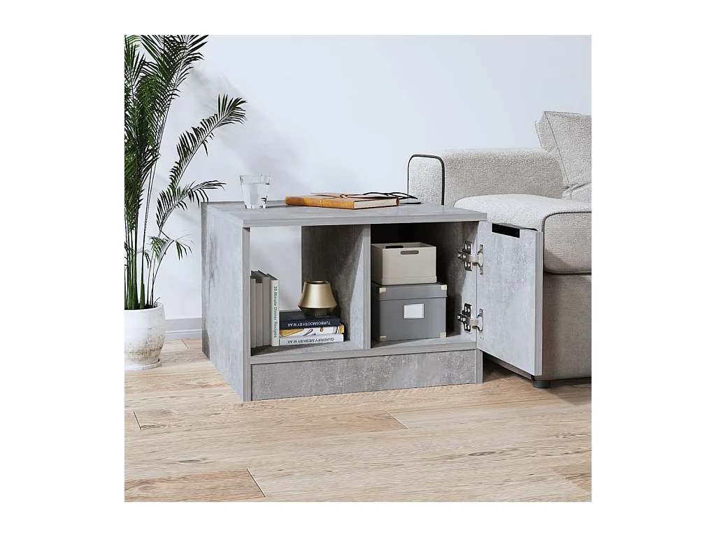 Betongrijze salontafel 50x50x36 cm bewerkt hout
