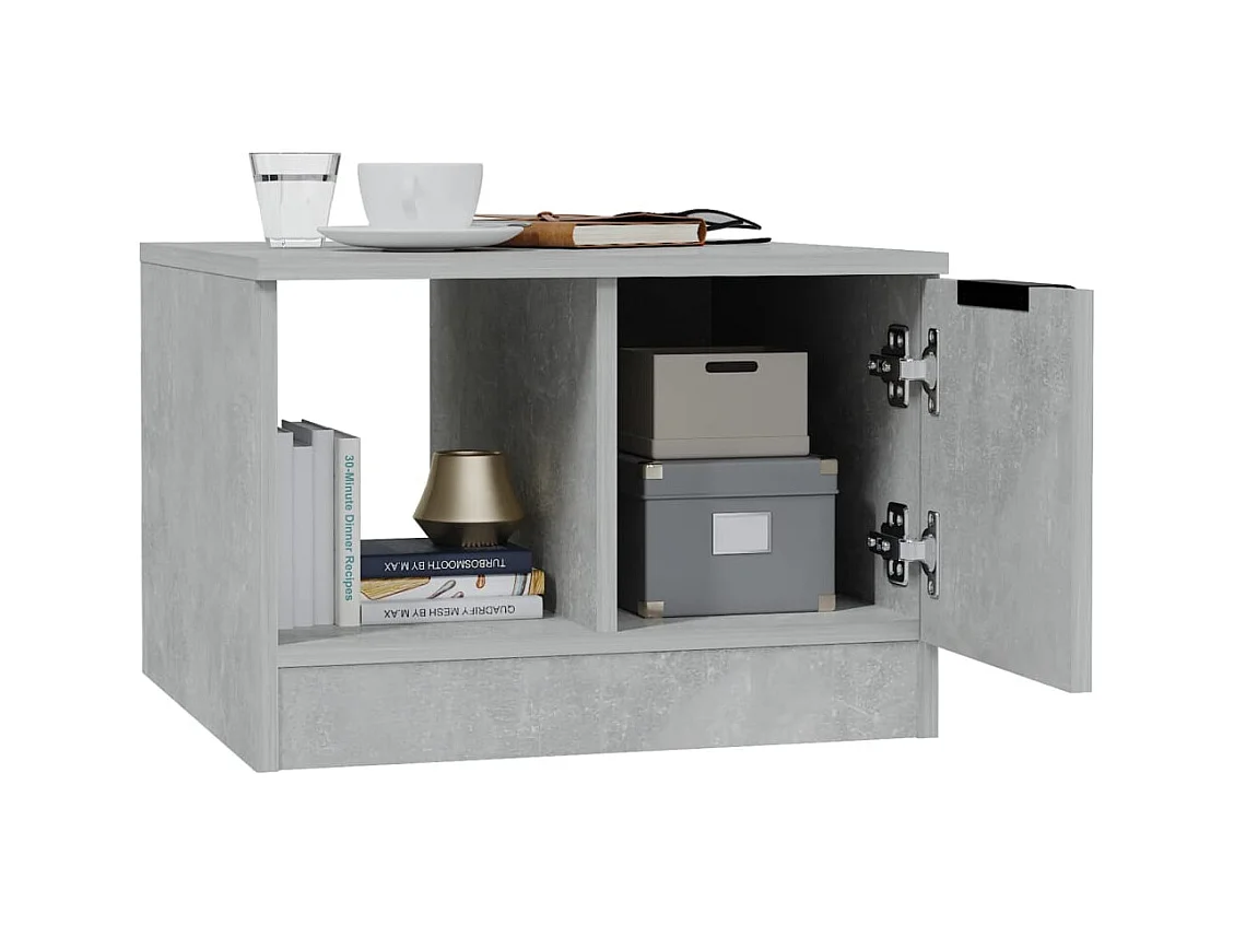 Betongrijze salontafel 50x50x36 cm bewerkt hout