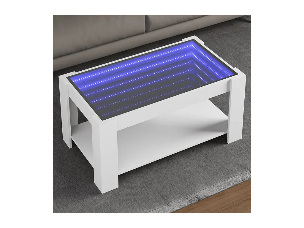 Table basse avec LED blanc 93x53x45 cm bois d'ingénierie