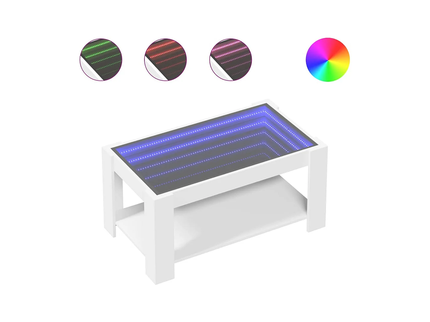 Table basse avec LED blanc 93x53x45 cm bois d'ingénierie