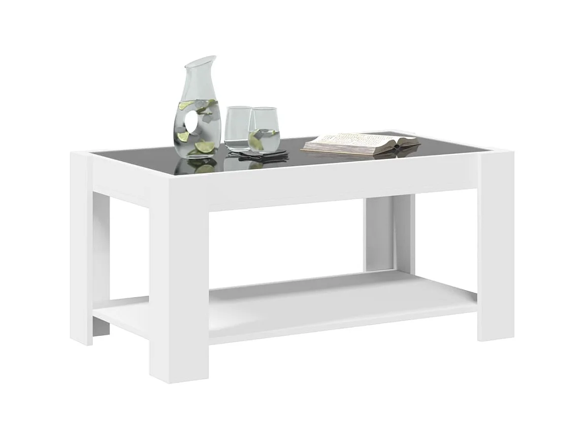 Table basse avec LED blanc 93x53x45 cm bois d'ingénierie