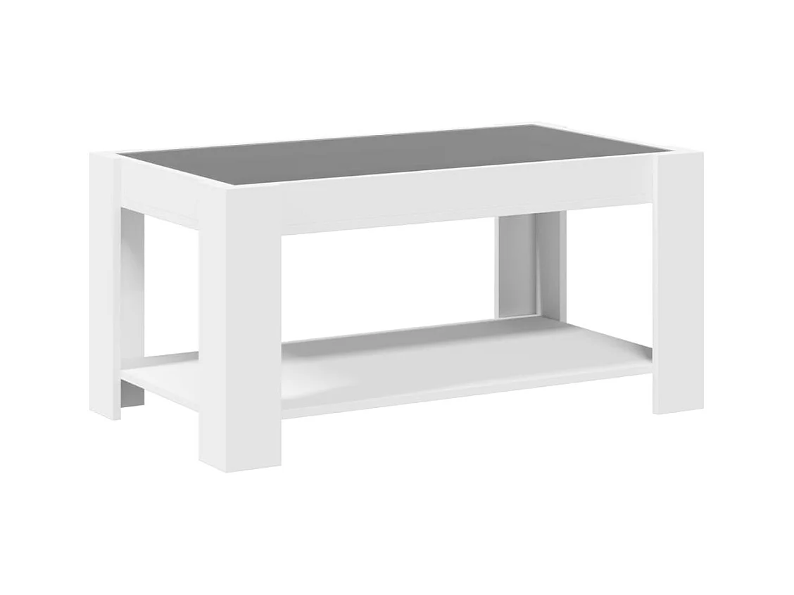 Table basse avec LED blanc 93x53x45 cm bois d'ingénierie