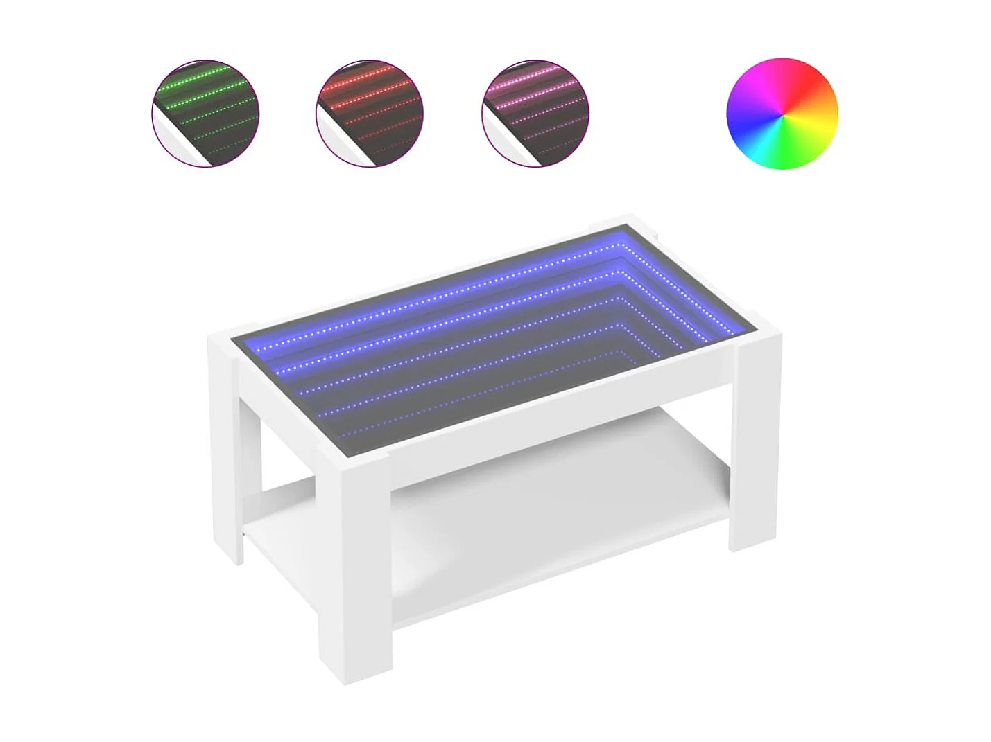 Couchtisch mit weißer LED 93x53x45 cm Holzwerkstoff