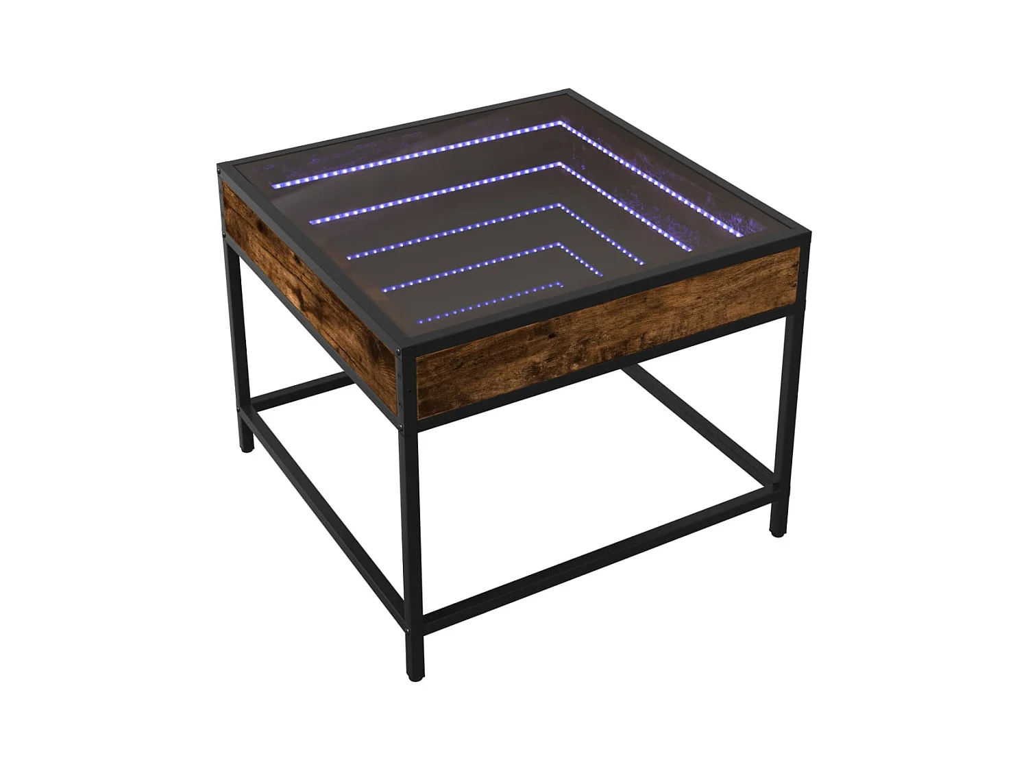 Tavolino Infinity in rovere fumé con LED 50x50x41 cm