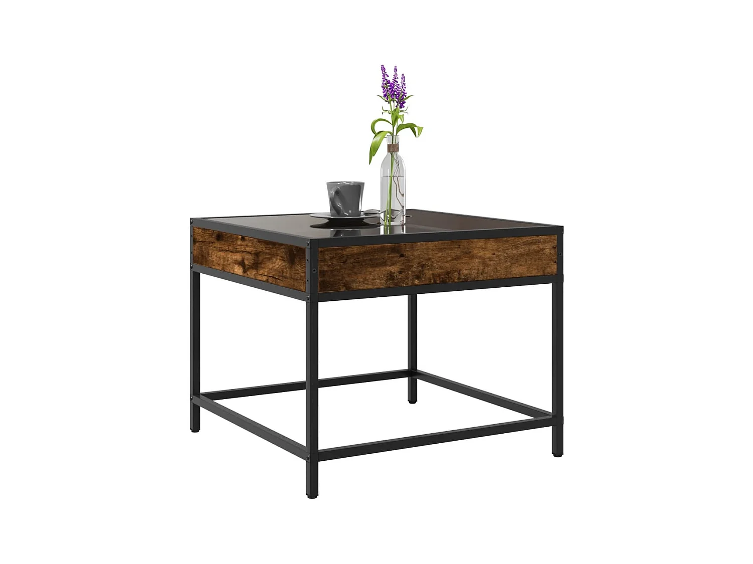 Tavolino Infinity in rovere fumé con LED 50x50x41 cm