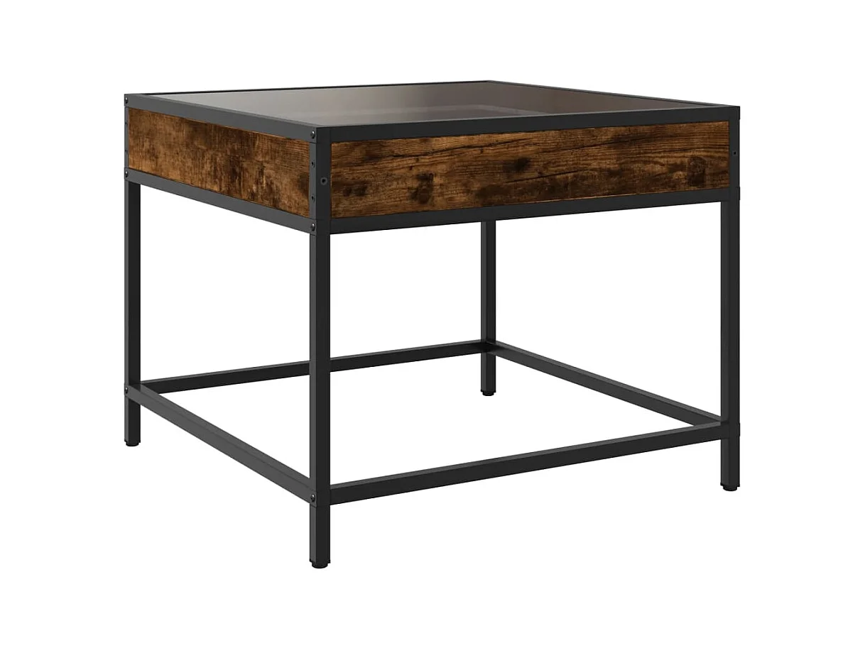 Tavolino Infinity in rovere fumé con LED 50x50x41 cm