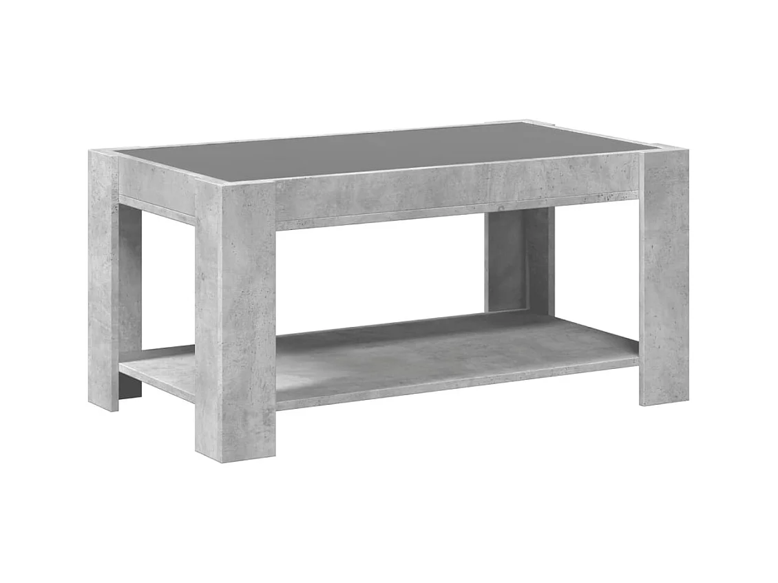 Betongrijze salontafel met LED 93x53x45 cm bewerkt hout