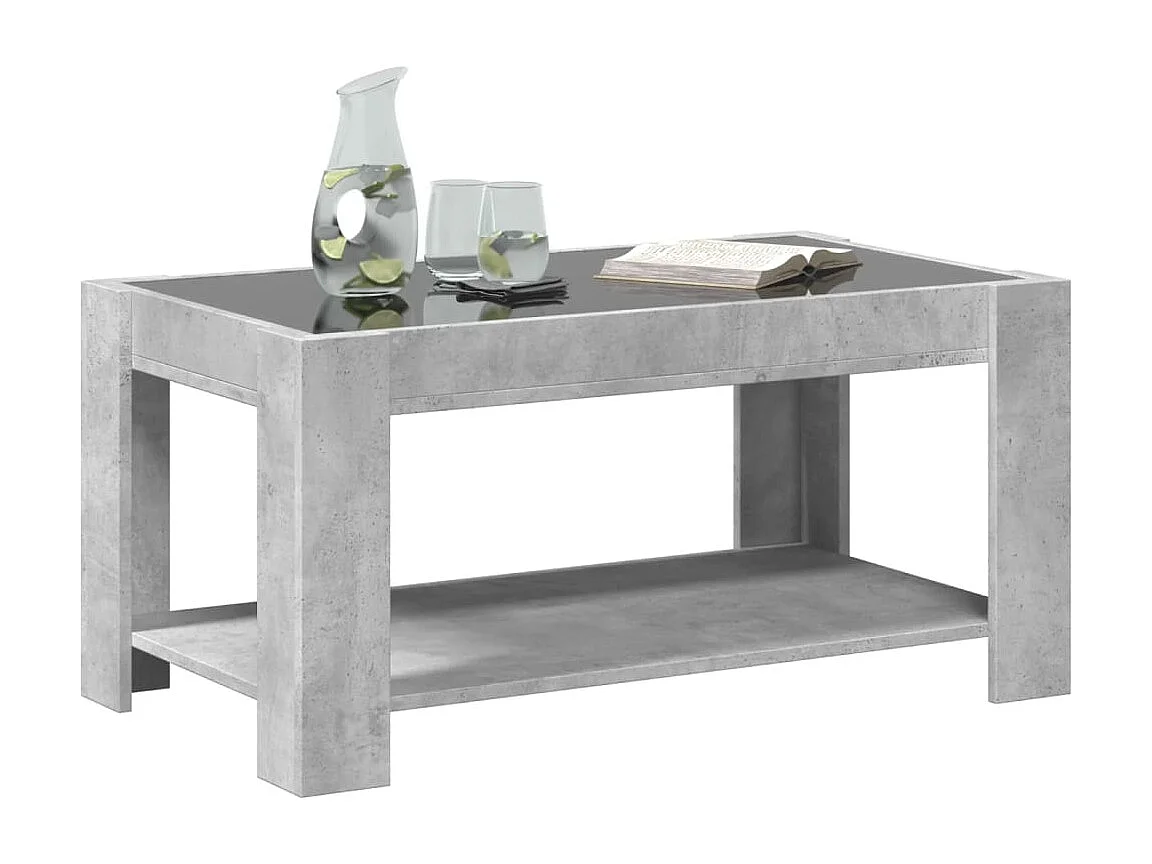 Tavolino grigio cemento con LED 93x53x45 cm in legno ingegnerizzato