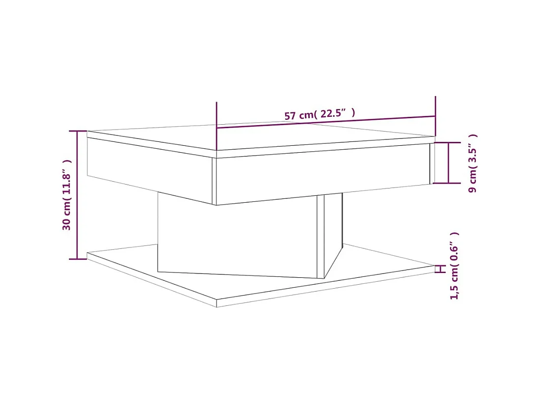 Table basse Sonoma gris 57x57x30 cm Bois d'ingénierie