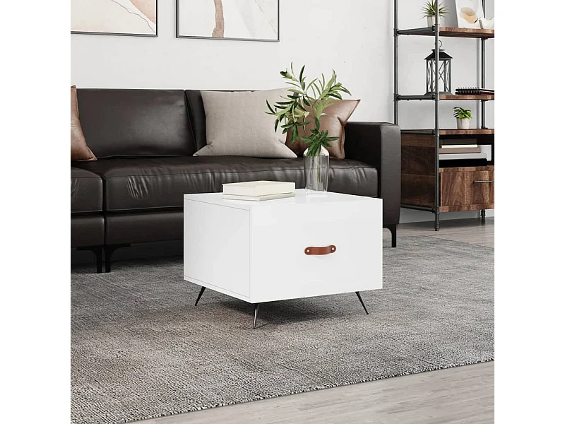 Salontafel wit hoogglans 50x50x40 cm bewerkt hout