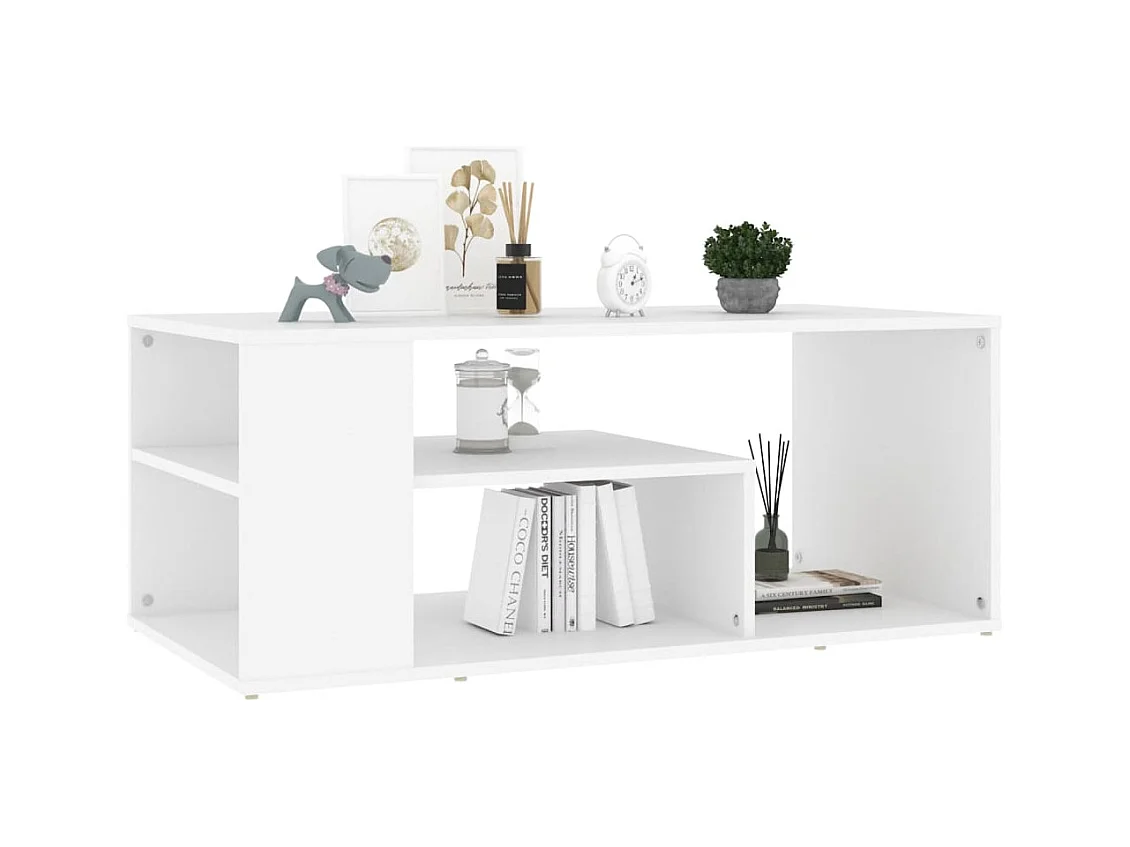 Table basse blanc 100x50x40 cm bois d'ingénierie