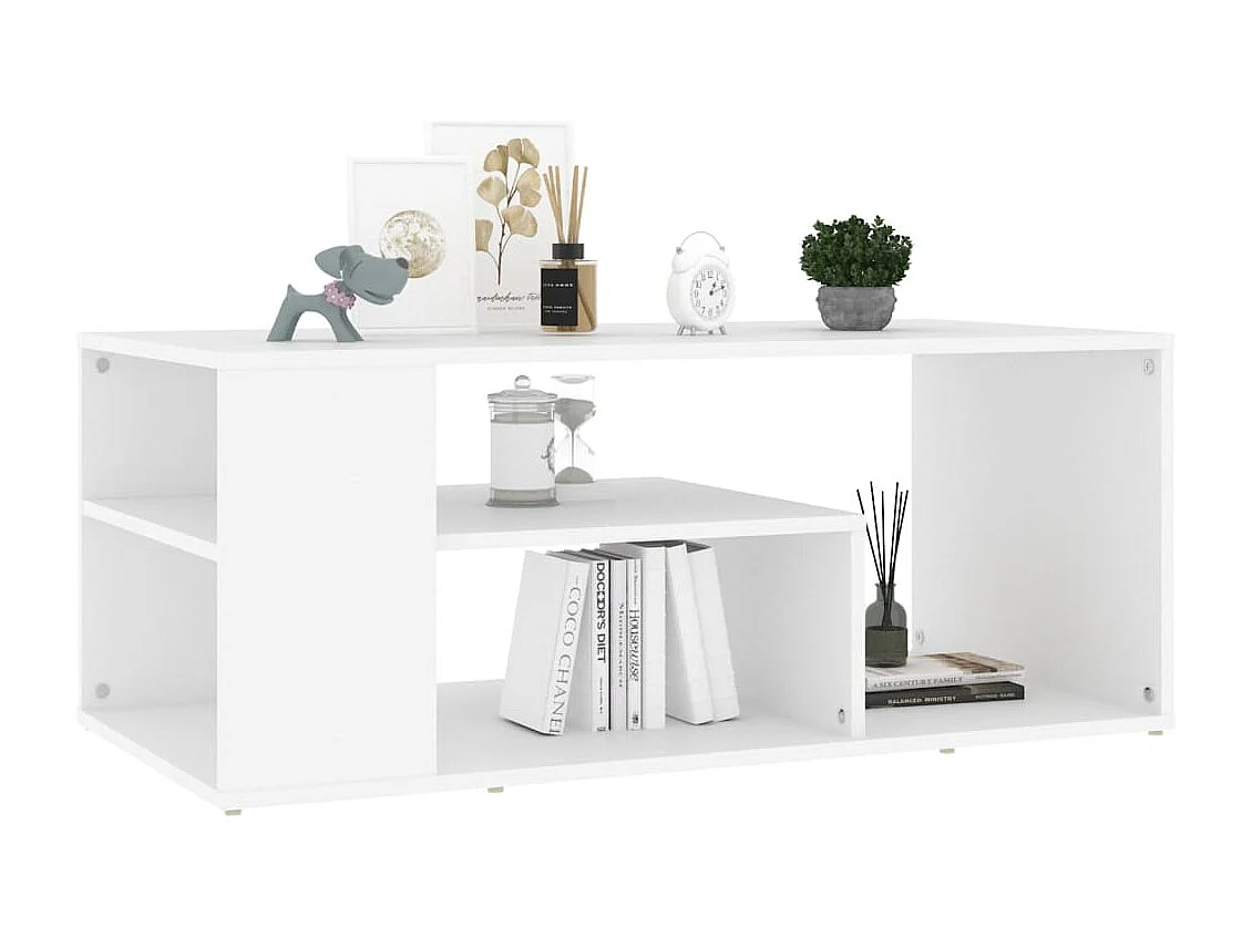 Table basse blanc 100x50x40 cm bois d'ingénierie