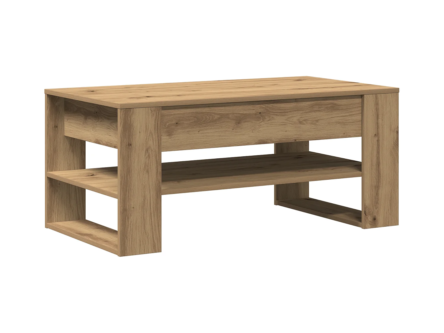 Table basse chêne artisanal 102x55x45 cm en bois stratifié