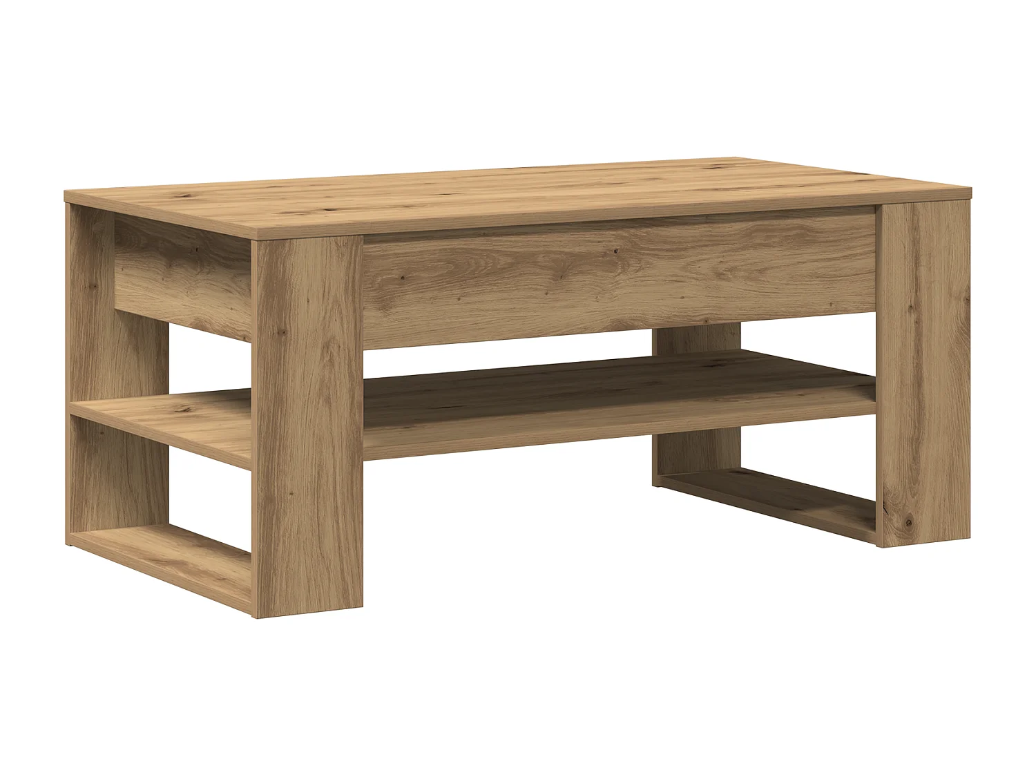 Table basse chêne artisanal 102x55x45 cm en bois stratifié