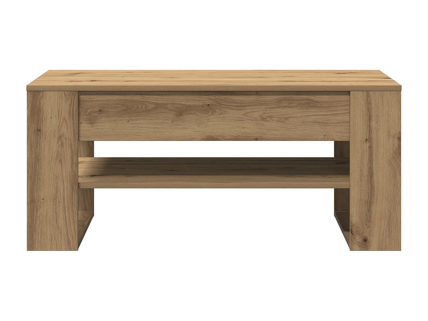 Table basse chêne artisanal 102x55x45 cm en bois stratifié