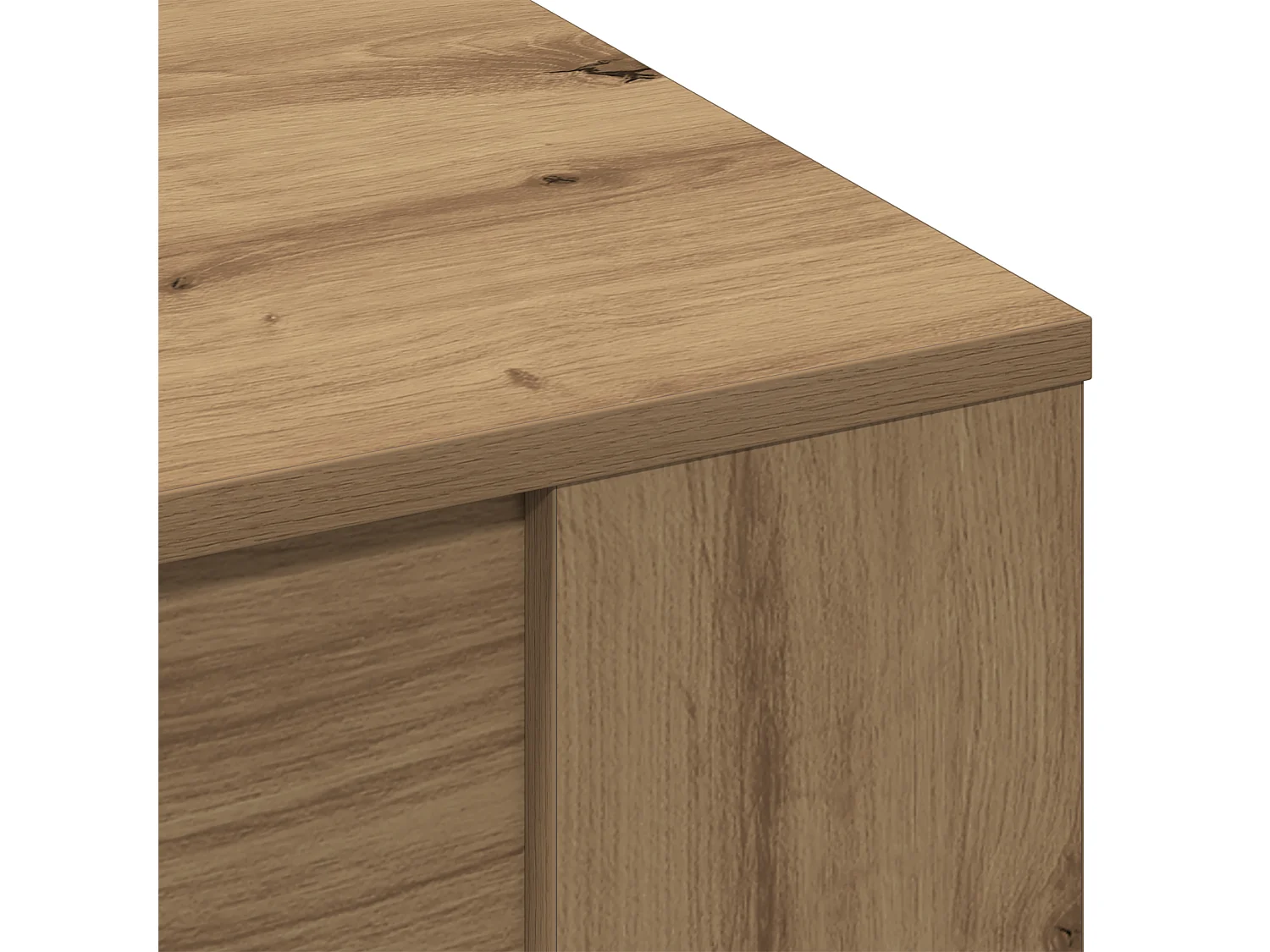 Table basse chêne artisanal 102x55x45 cm en bois stratifié