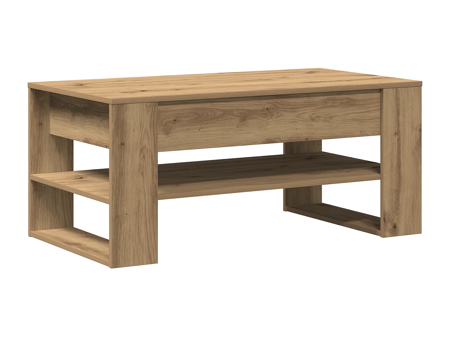 Table basse chêne artisanal 102x55x45 cm en bois stratifié