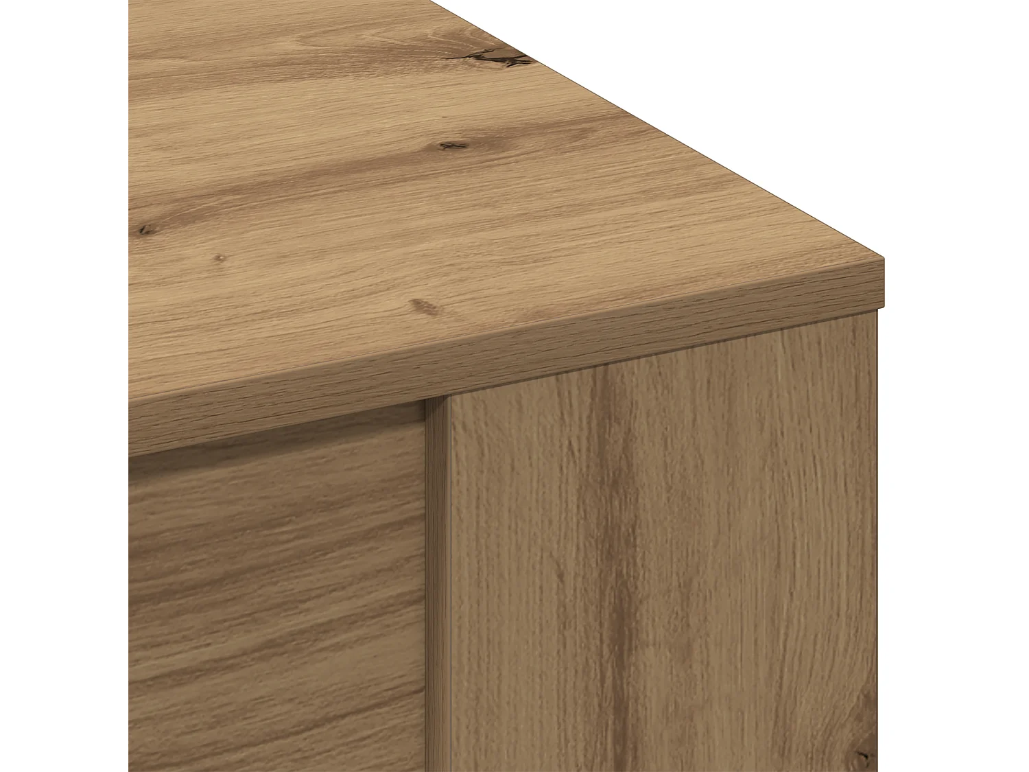 Table basse chêne artisanal 102x55x45 cm en bois stratifié