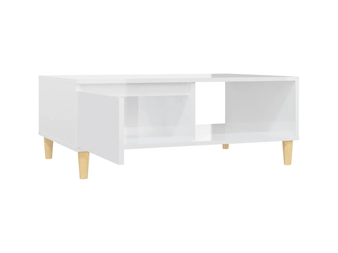 Table basse blanc brillant 90x60x35 cm bois d'ingénierie